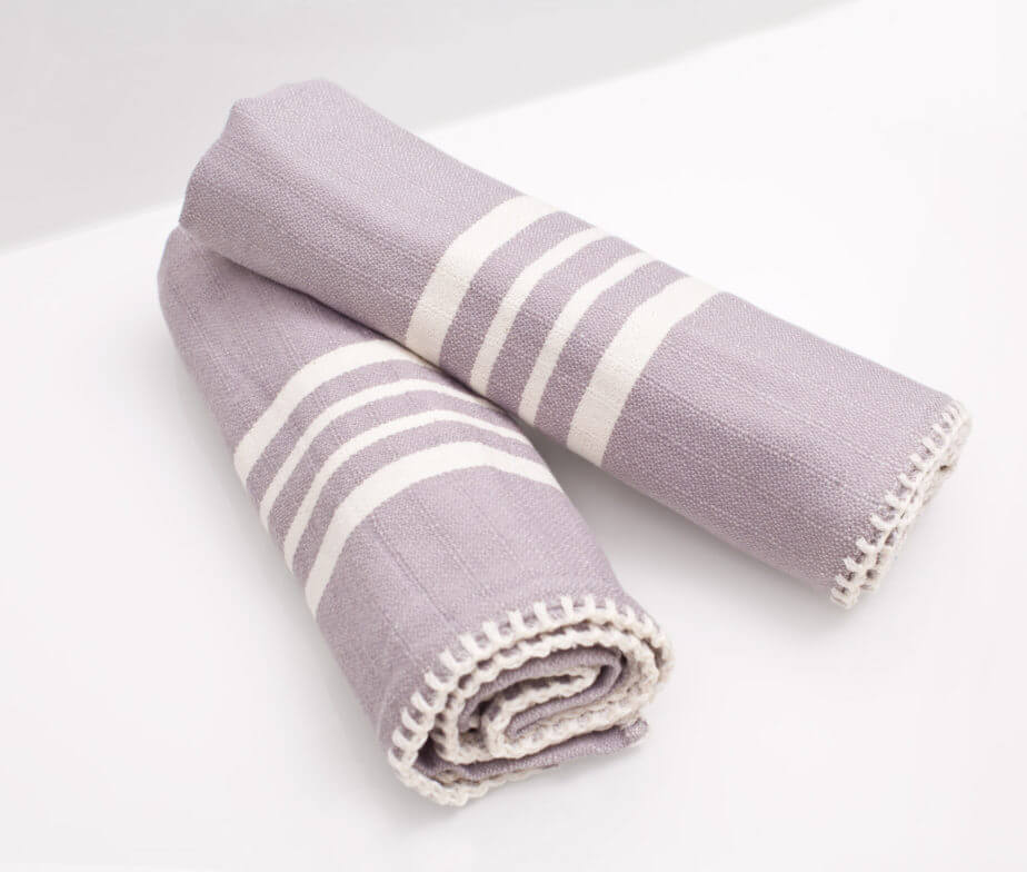 TURKISH HAND TOWELS WITH FRINGE - GRAY & WHITE - Briar & Branch
